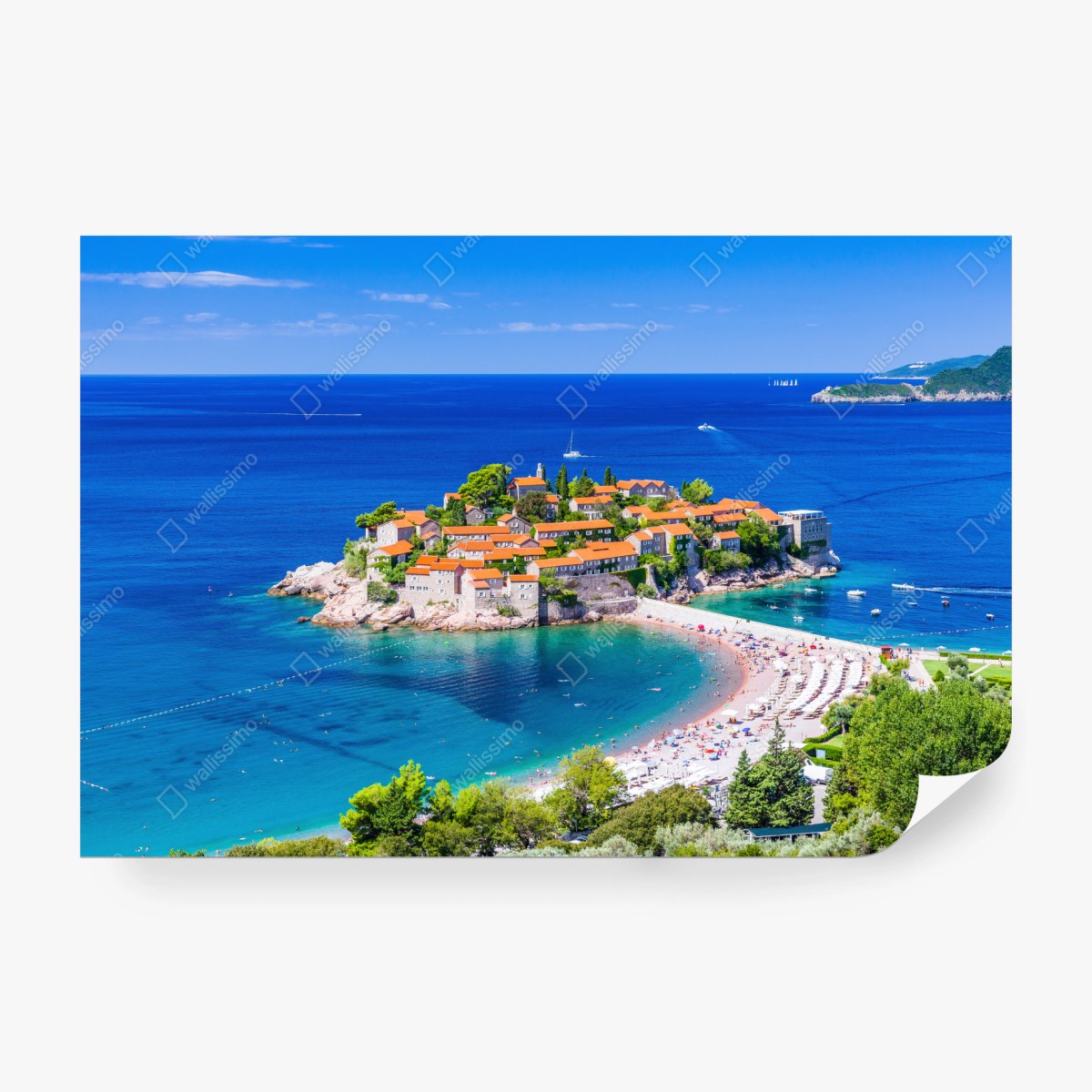 Fototapete Sveti Stefan, Montenegro historischer inselkurort – Wallnifity®