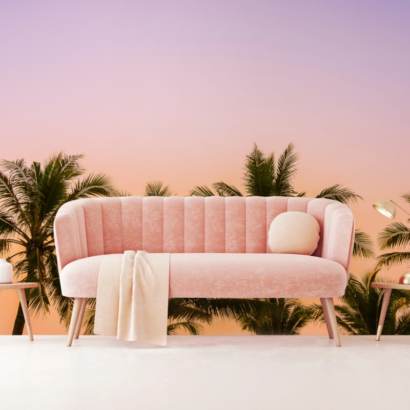 Fototapete tropischer palmsonnenuntergang am strand – Wallnifity®