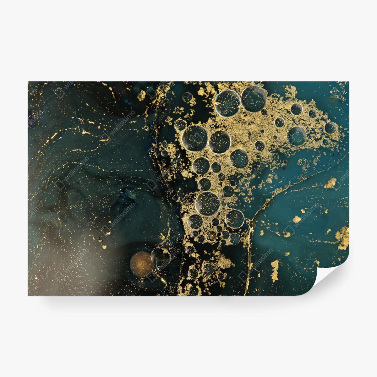 Fototapete türkis-gold abstrakte marmorierte textur – Wallnifity®