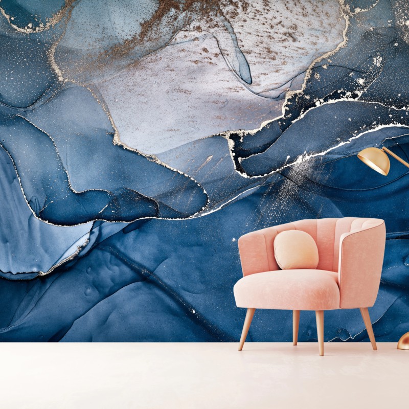 Fototapete tiefblauer marmor abstrakt – Wallnifity®