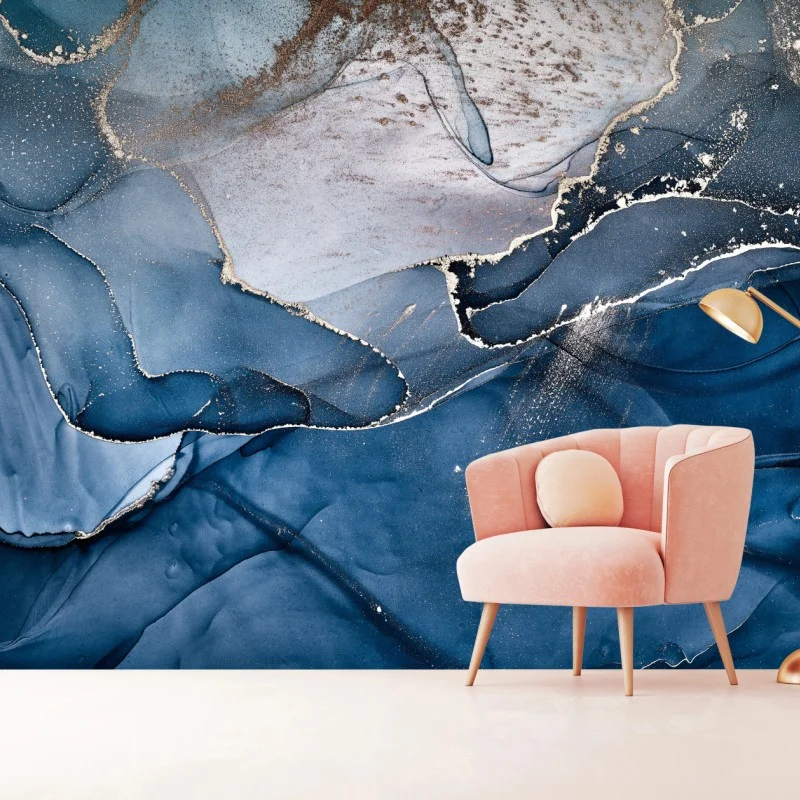 Fototapete tiefblauer marmor abstrakt – Wallnifity® Fototapete tiefblauer marmor abstrakt – Wallnifity®
