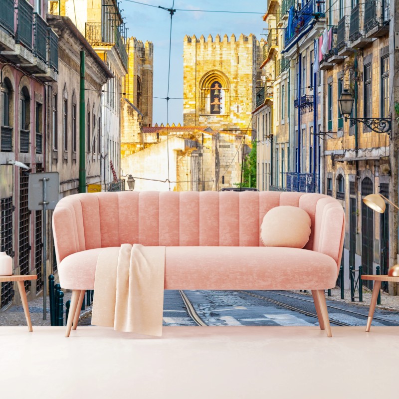 Fototapete sonnige straßenbahnen in Lissabon – Wallnifity®