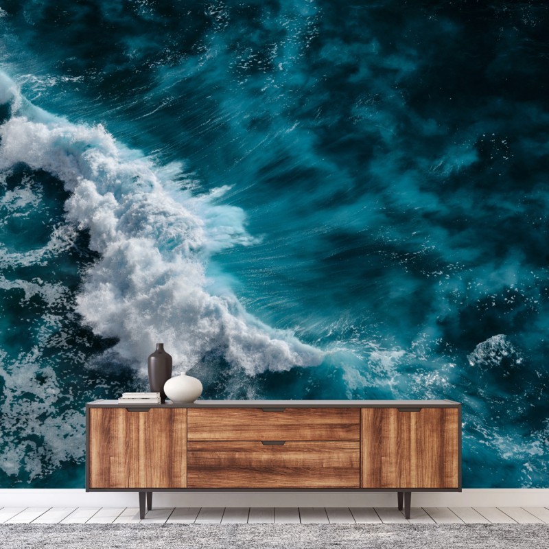 Fototapete türkisfarbene ozeanwellen aus der luft Bali – Wallnifity®