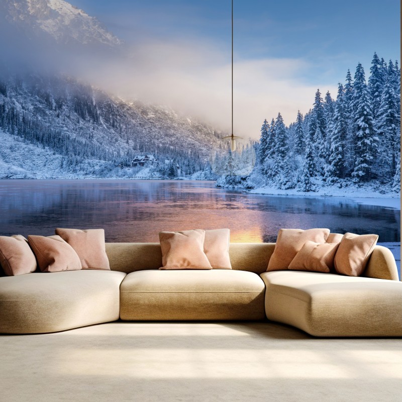 Fototapete winterlicher sonnenaufgang in der Hohen Tatra – Wallnifity®