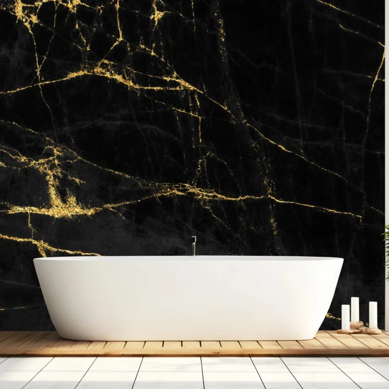 Fototapete schwarzer marmor mit goldenen adern – Wallnifity®