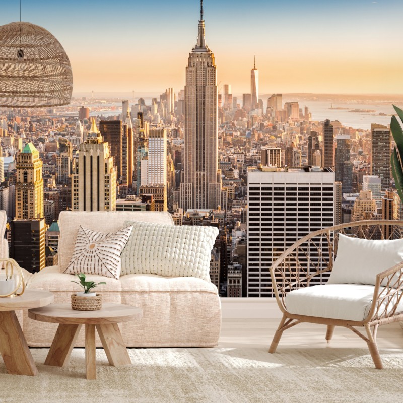 Fototapete New York skyline bei goldenem licht – Wallnifity®