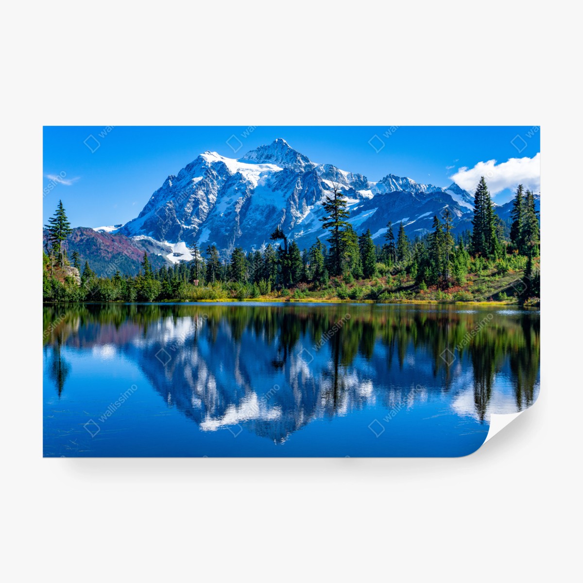 Fototapete majestätische bergspiegelung über dem see – Wallnifity®