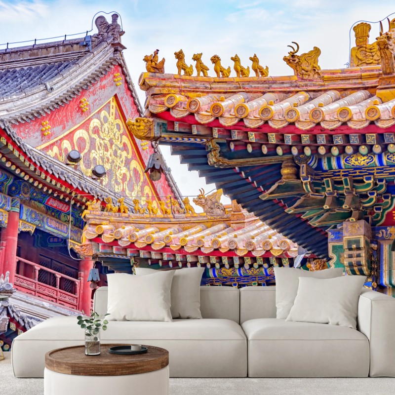 Fototapete verziertes dach des Lama Temple, Beijing – Wallnifity®