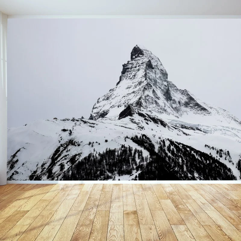 Fototapete einsamer schneebedeckter berggipfel