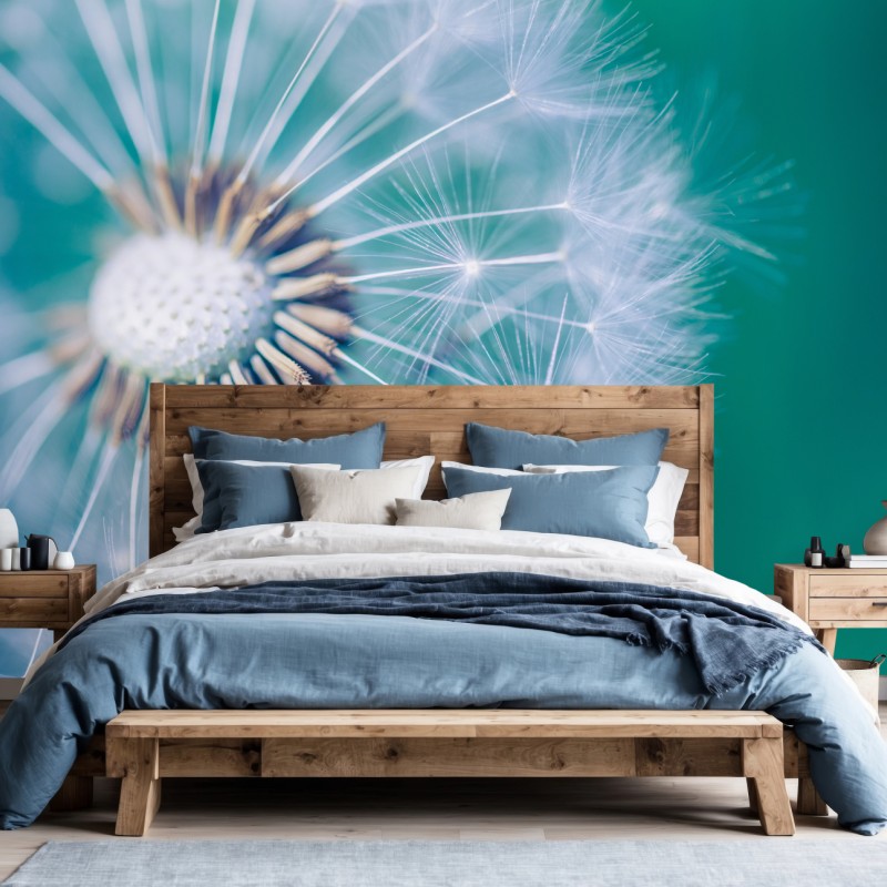 Fototapete türkisfarbener löwenzahn nahaufnahme – Wallnifity®