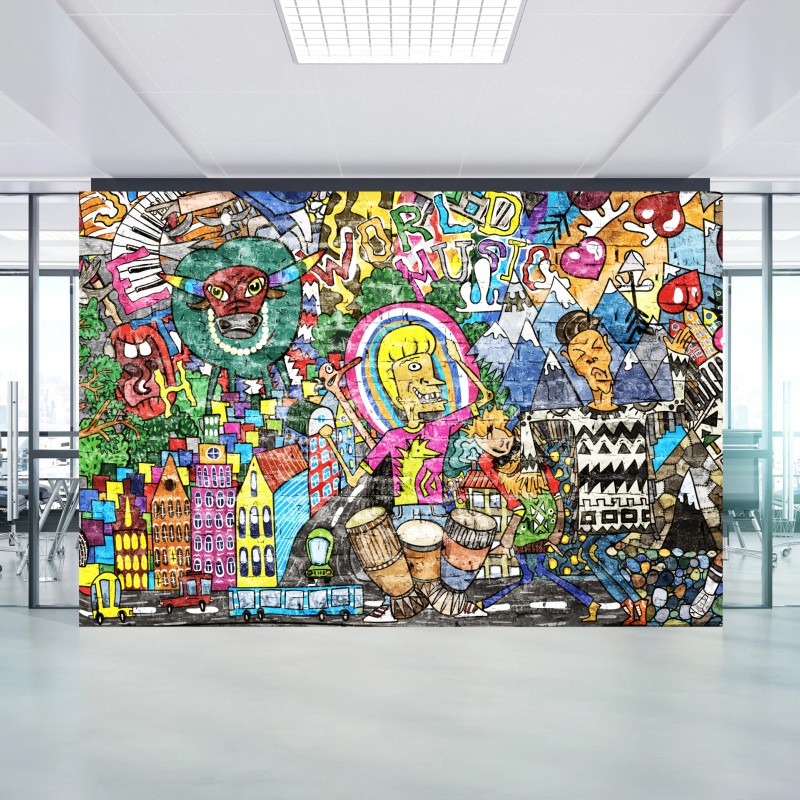 Fototapete farbenfrohes graffiti-wandbild – Wallnifity®