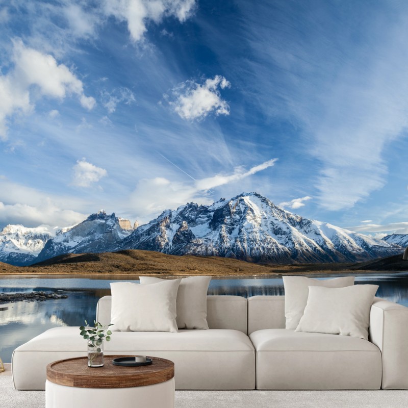 Fototapete bergspiegelungen auf stillem see – Wallnifity®