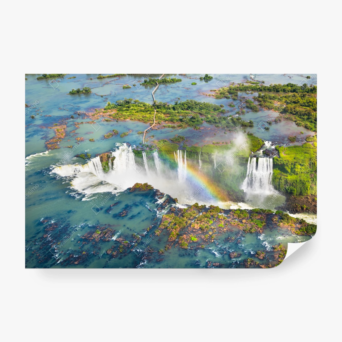 Fototapete luftaufnahme tropischer wasserfälle mit regenbogen – Wallnifity®