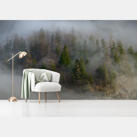 Fototapete nebliger bergwald – Wallnifity®