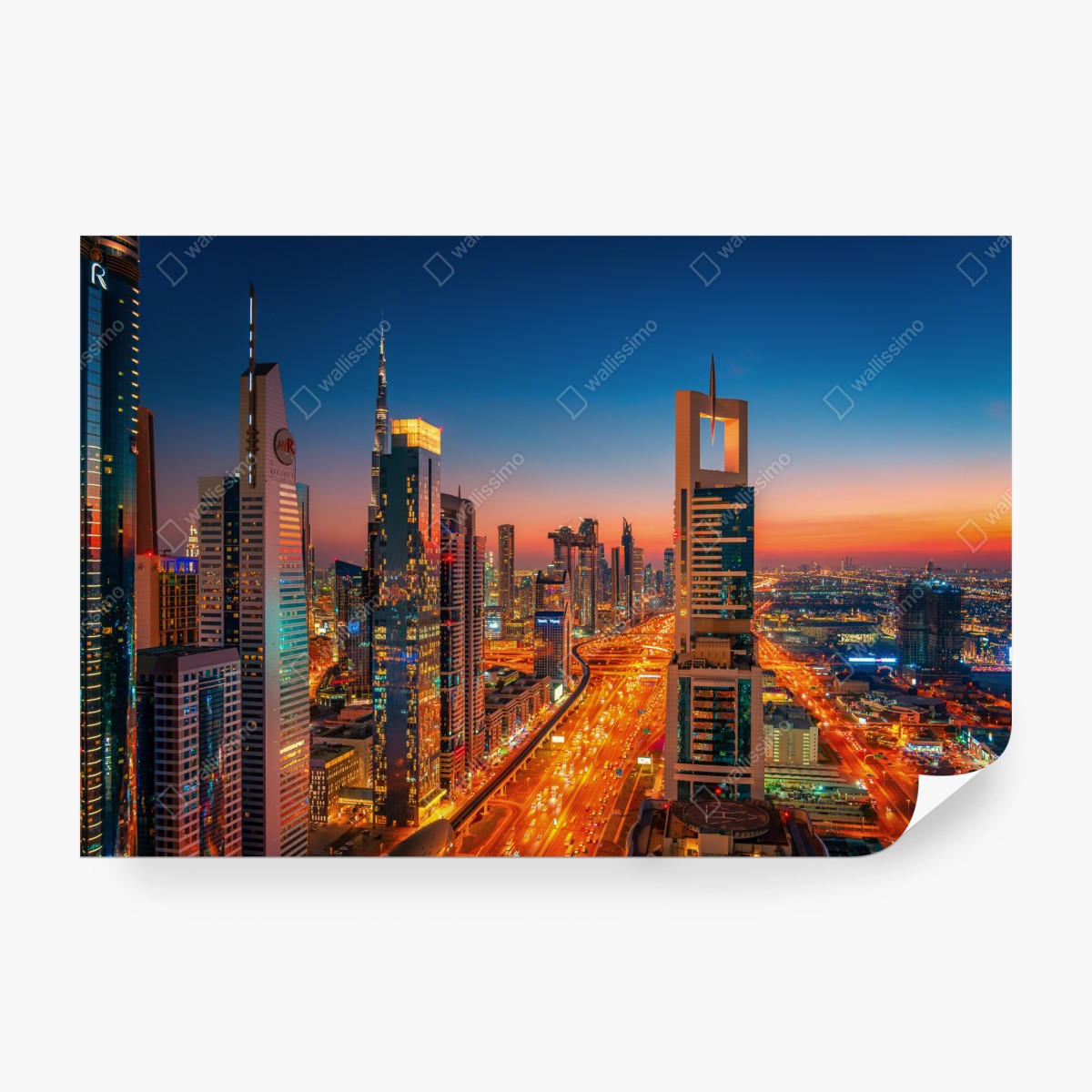 Fototapete Dubai skyline bei dämmerung – Wallnifity®