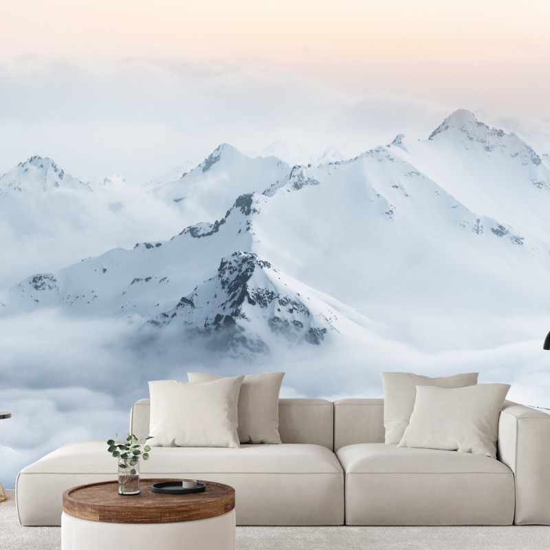 Fototapete verschneite gipfel des Kaukasus im dämmerlicht – Wallnifity®