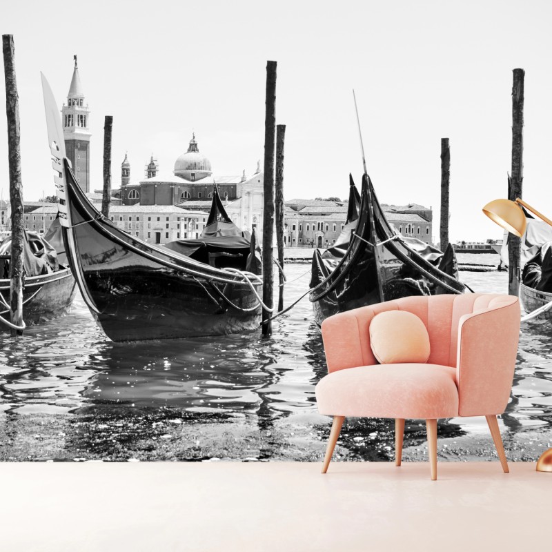 Fototapete vertäute gondeln in Venedig – Wallnifity®