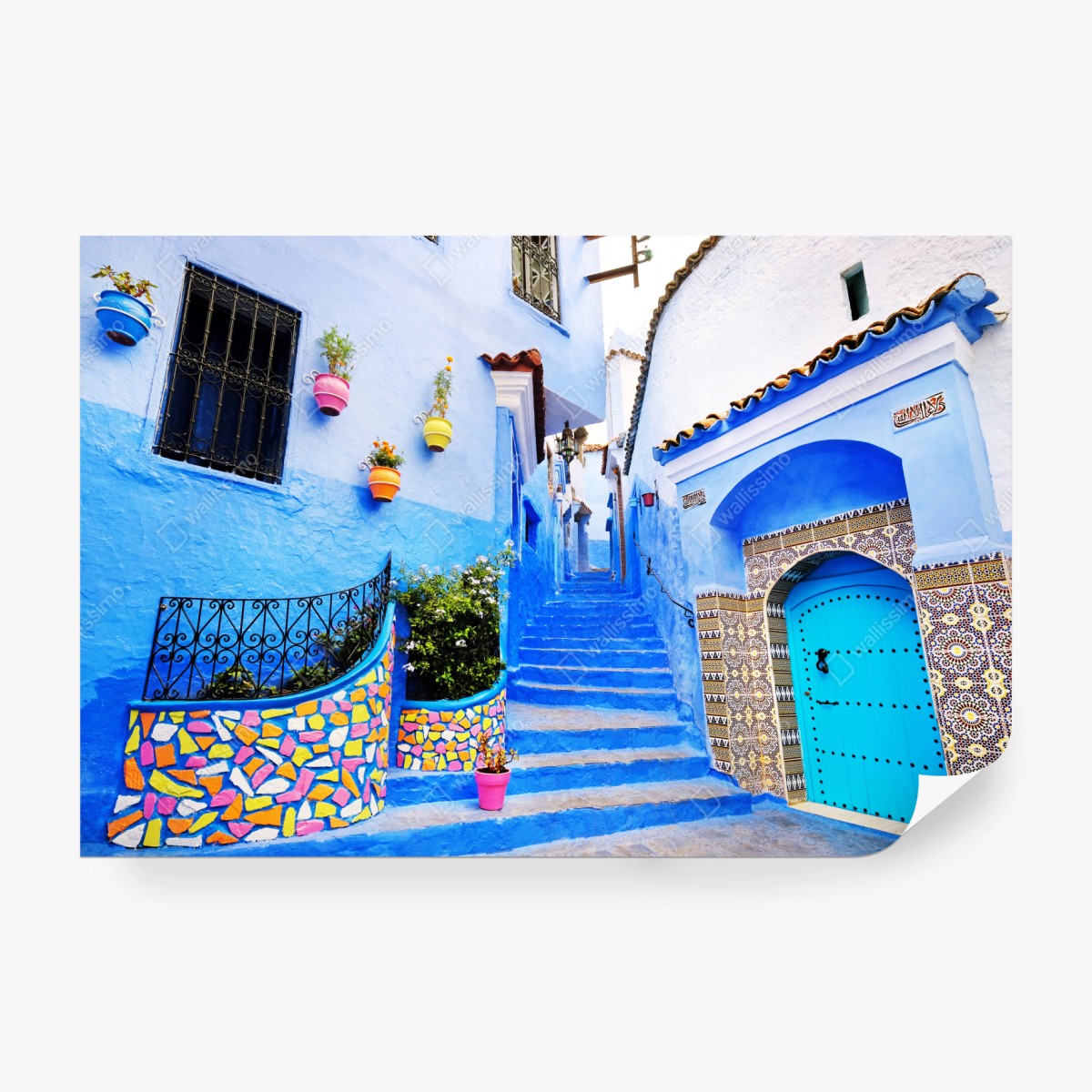 Fototapete blaue gasse in Chefchaouen – Wallnifity®