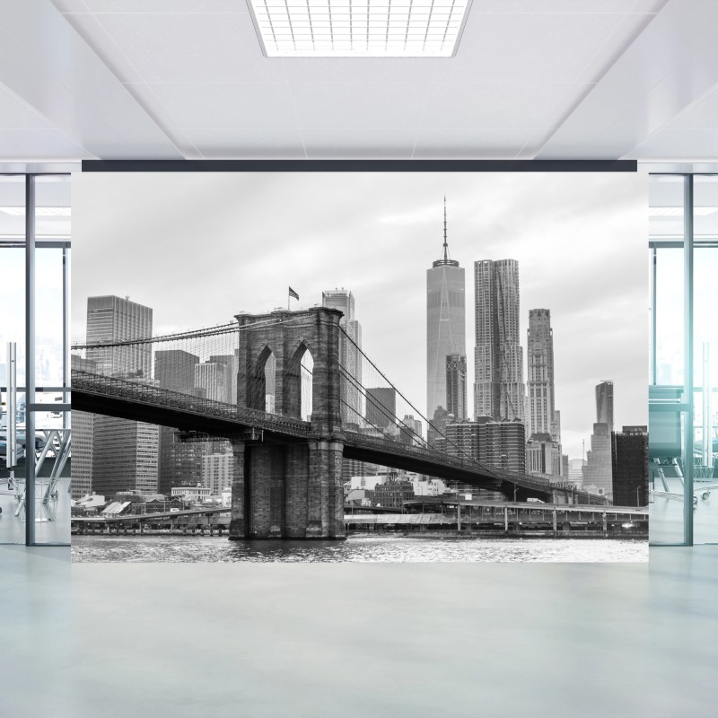Fototapete Brooklyn Bridge und New York skyline in graustufen – Wallnifity®