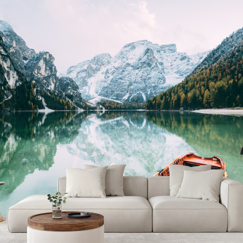 Fototapete ruhige spiegelungen am Pragser Wildsee – Wallnifity®