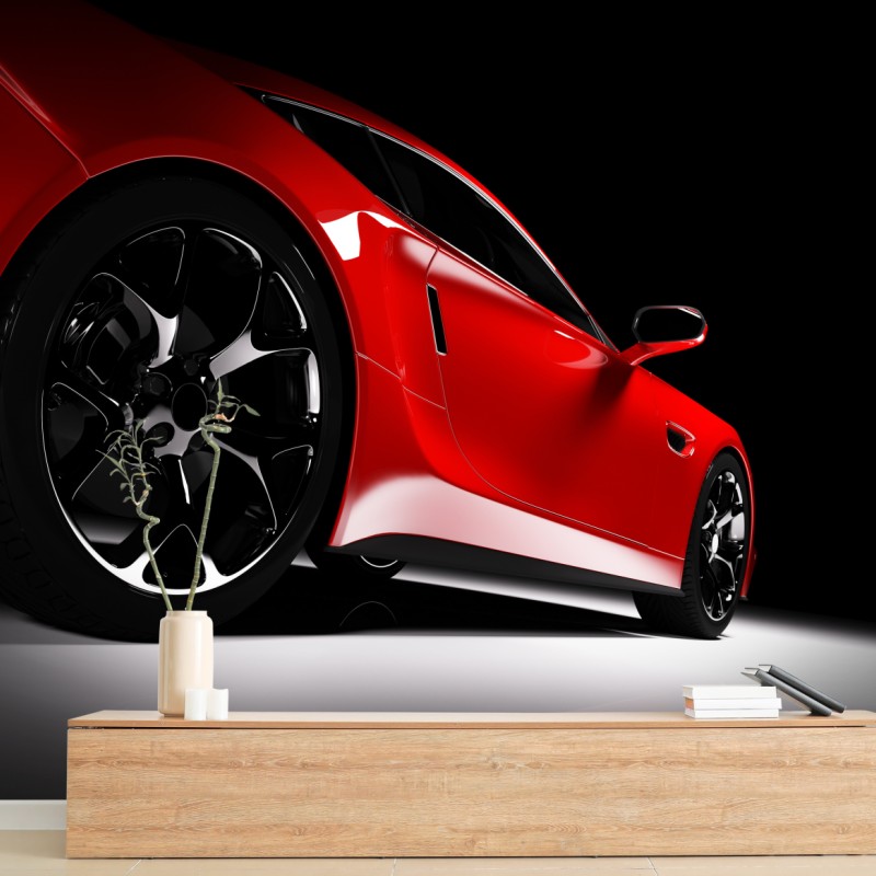 Fototapete nahaufnahme eines roten sportwagens – Wallnifity®
