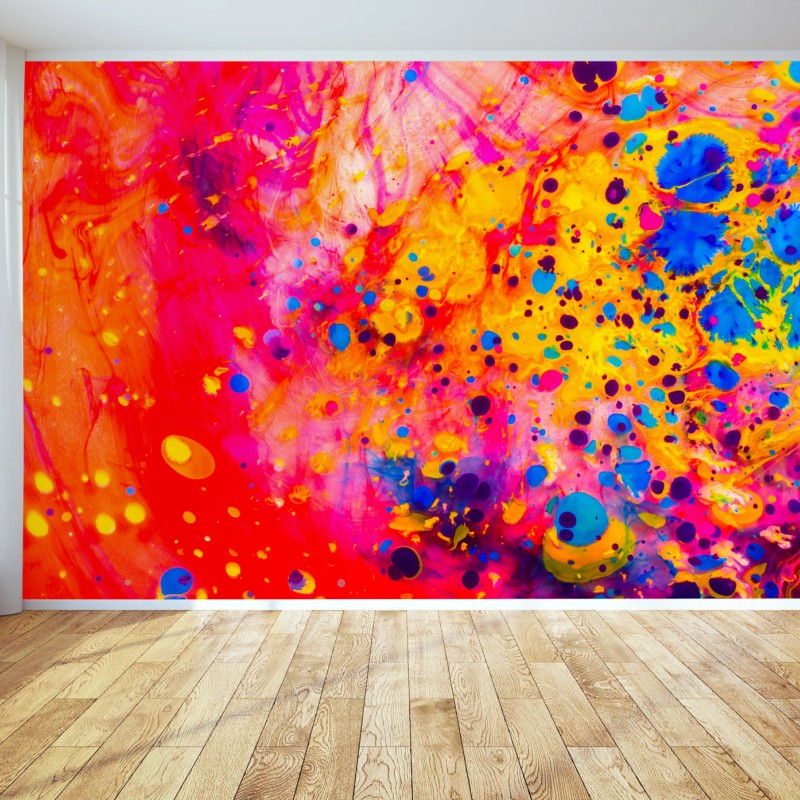 Fototapete ebru marmorierung abstrakt in lebendigen farben – Wallnifity®