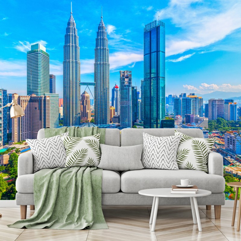 Fototapete Kuala Lumpur skyline mit den Petronas Towers – Wallnifity®