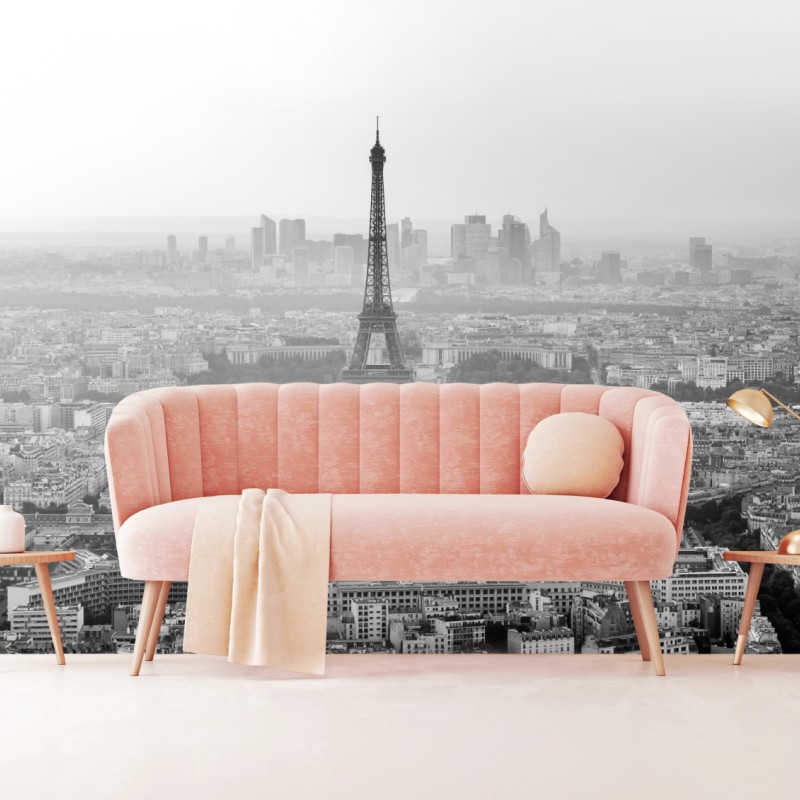 Fototapete elegante Eiffelturm luftaufnahme in graustufen – Wallnifity®