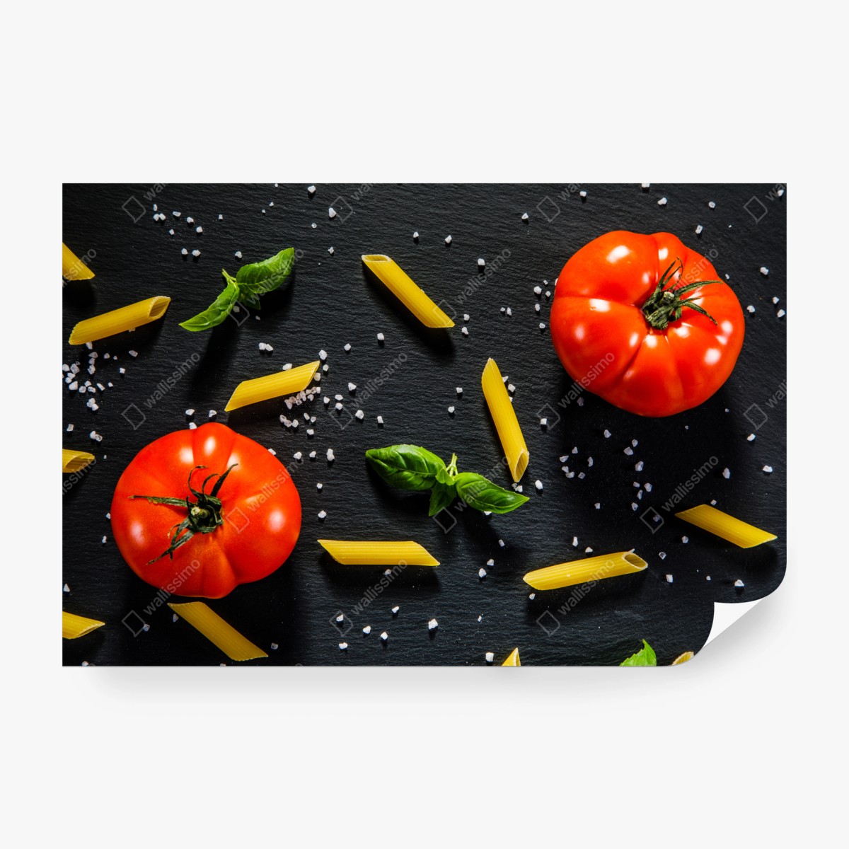 Fototapete tomaten und penne auf schwarzem schiefer – Wallnifity®
