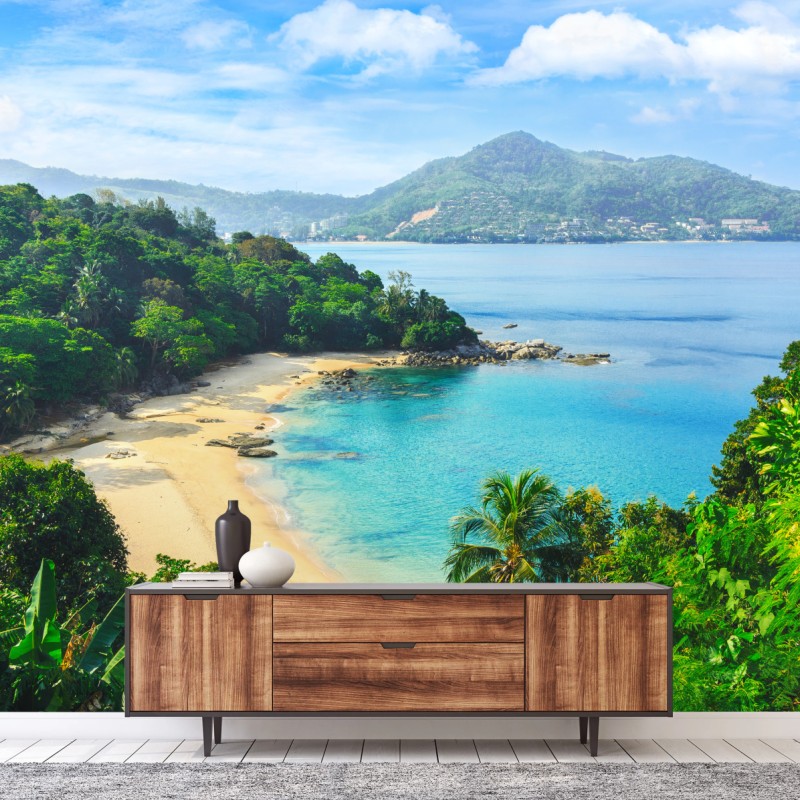 Fototapete tropische türkisbucht mit palmen – Wallnifity®