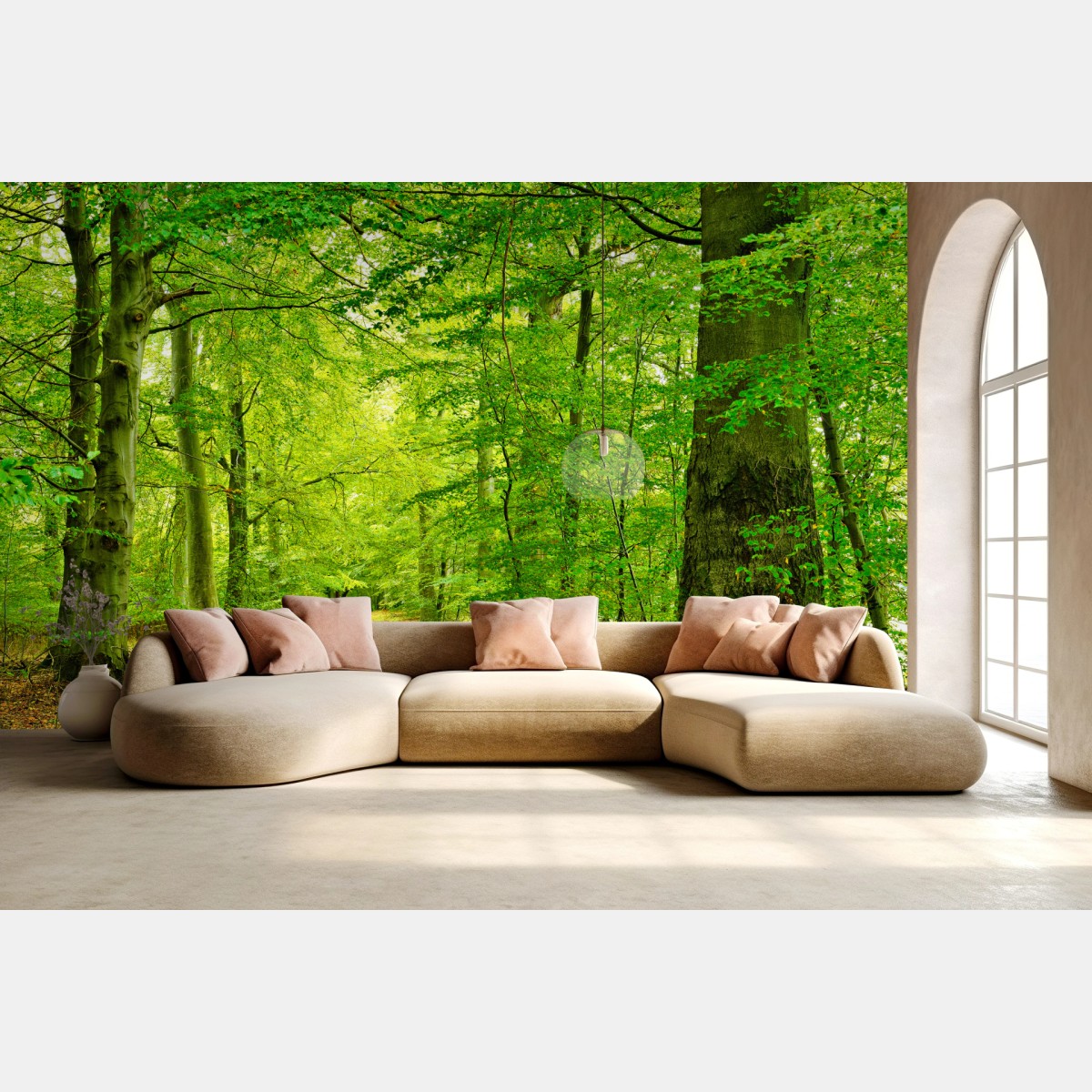 Fototapete ruhiger grüner waldpfad – Wallnifity®