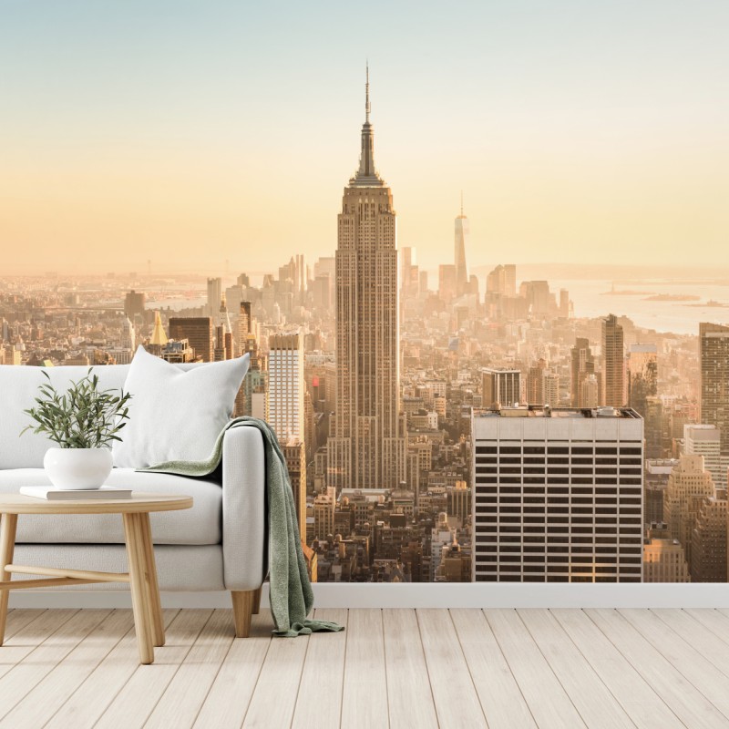 Fototapete New York skyline im goldenen licht – Wallnifity®