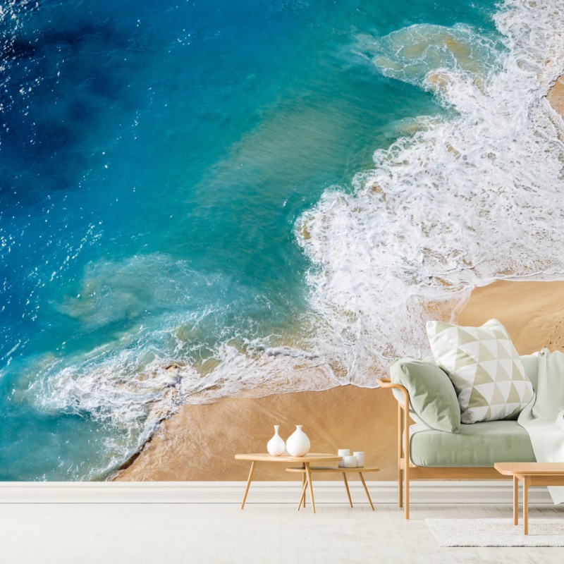 Fototapete luftaufnahme türkisfarbener strand – Wallnifity®