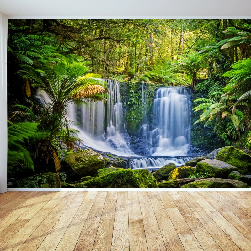 Fototapete üppiger wasserfall im Mt Field National Park, Tasmania – Wallnifity®