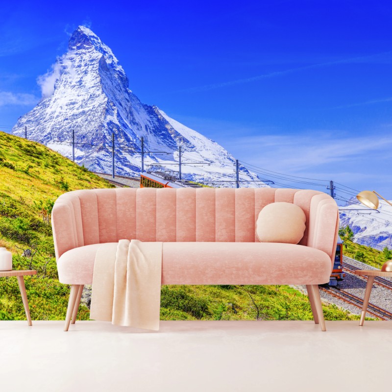 Fototapete Gornergrat zug vor dem Matterhorn – Wallnifity®