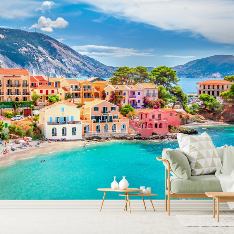 Fototapete Assos küstenblick, Kefalonia – Wallnifity®