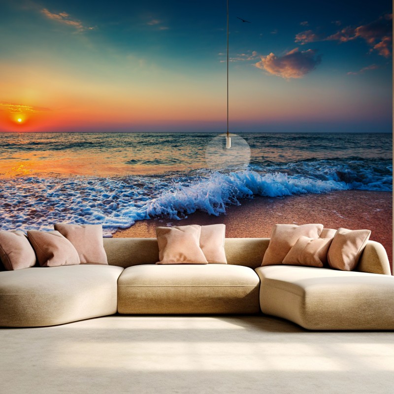 Fototapete goldener sonnenaufgang über dem meer – Wallnifity®