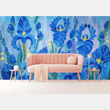 Fototapete lebendiger blauer iris-bund – Wallnifity®