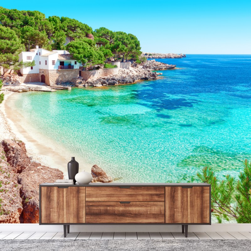 Fototapete ruhige bucht am Mittelmeer mit türkisfarbenem wasser – Wallnifity®