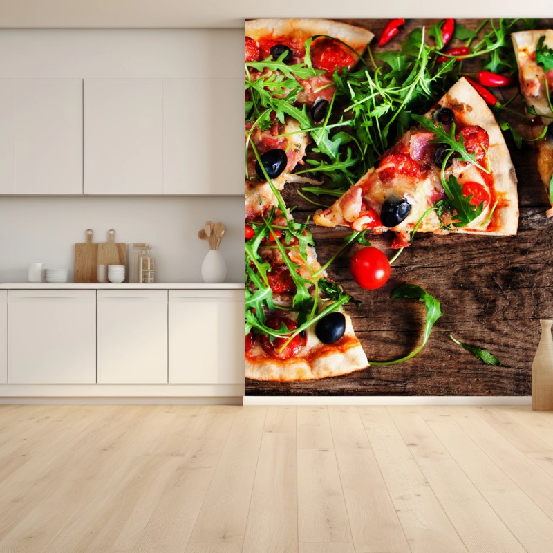 Fototapete heiße pepperoni-pizza nahaufnahme – Wallnifity®