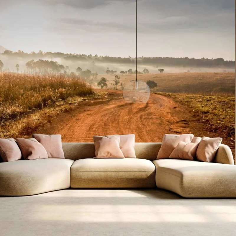 Fototapete morgendlicher feldweg in Thung Salaeng Luang – Wallnifity®