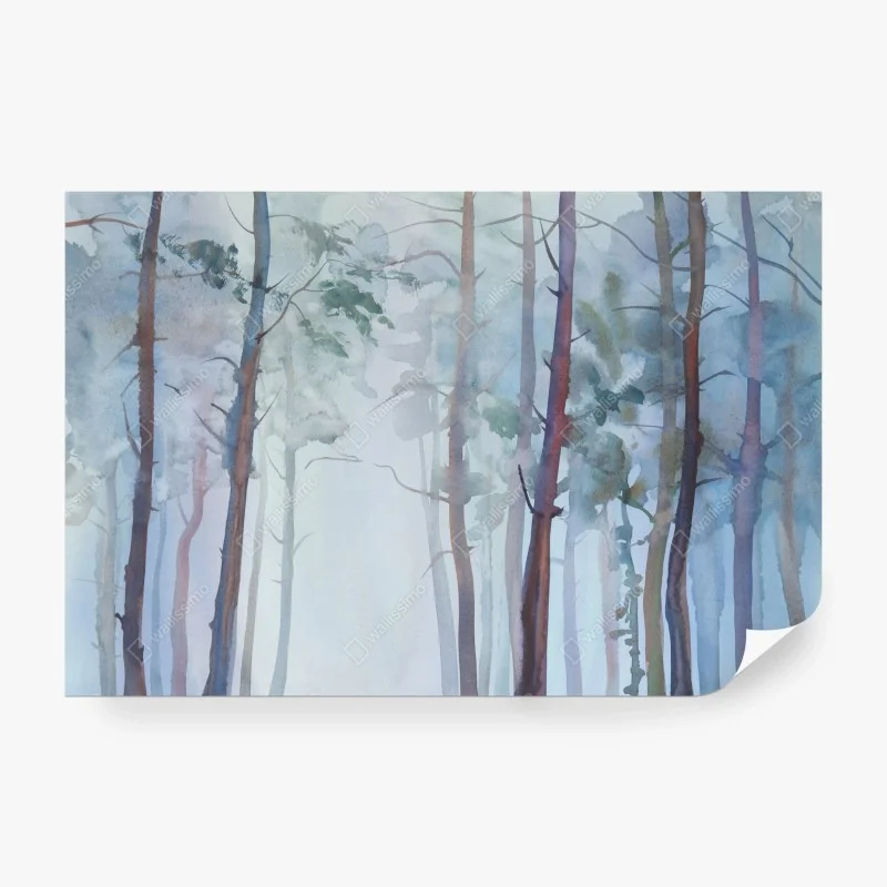 Fototapete nebliger aquarellwald