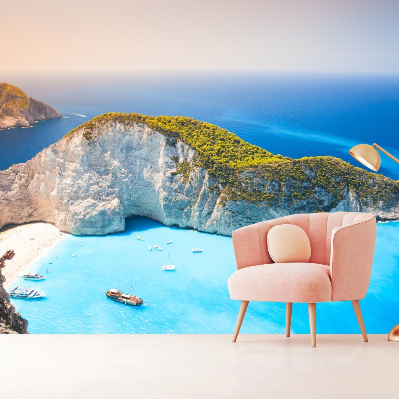 Fototapete türkisbucht am Navagio Strand, Zakynthos – Wallnifity®