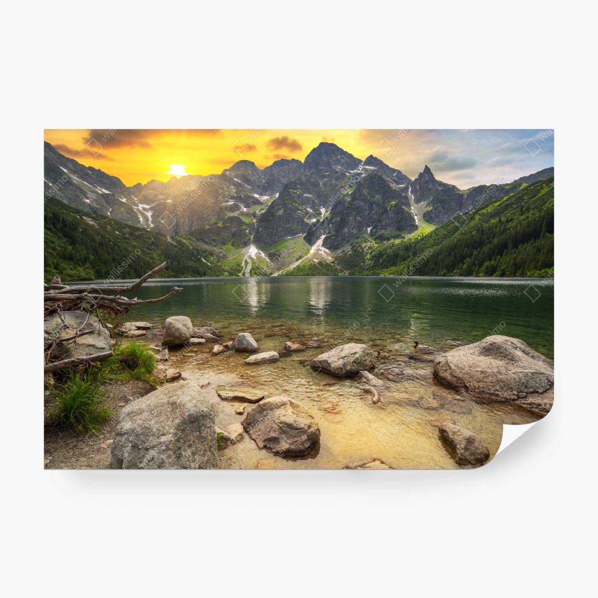 Fototapete sonnenuntergang über Morskie Oko, Tatra, Polen – Wallnifity®
