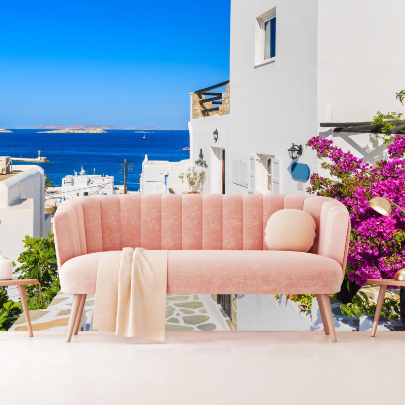 Fototapete sonnige gasse in Mykonos – Wallnifity®
