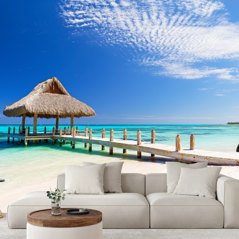 Fototapete ruhiger strandsteg in Cap Cana – Wallnifity®