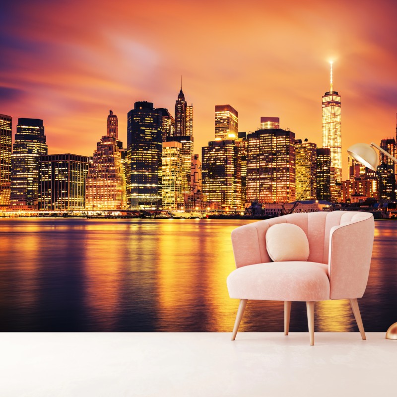 Fototapete New York skyline bei sonnenuntergang – Wallnifity®