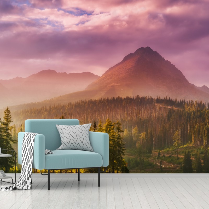 Fototapete sonnenuntergang über Štrbské Pleso – Wallnifity®