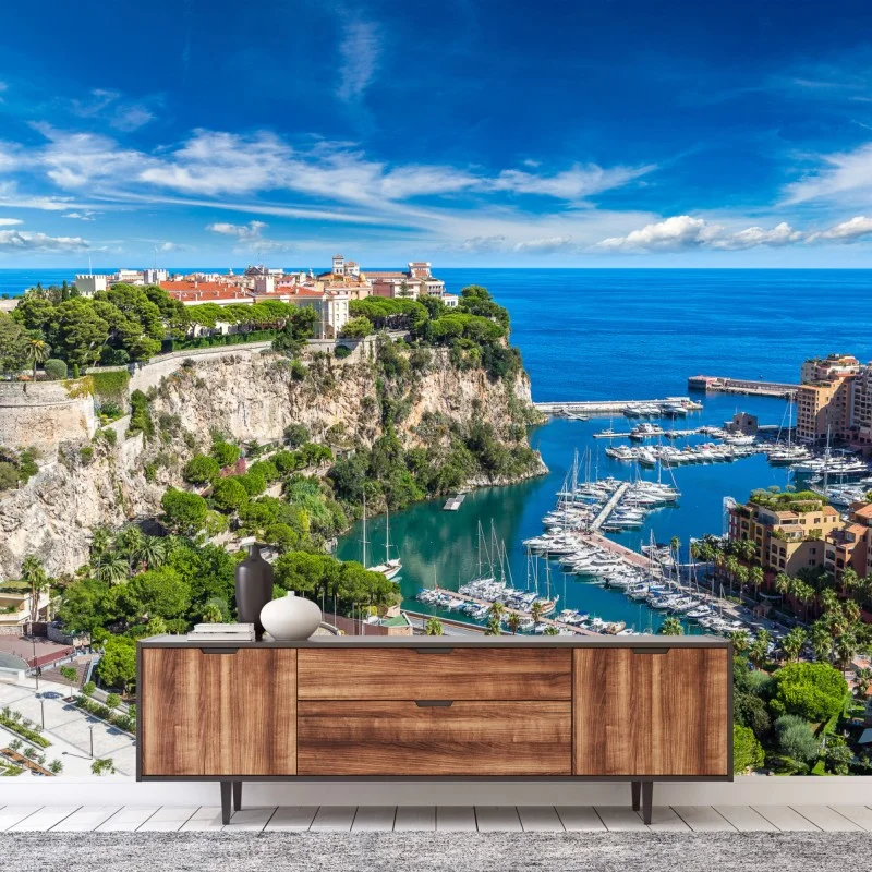 Fototapete panoramablick auf den hafen von Monte Carlo – Wallnifity®