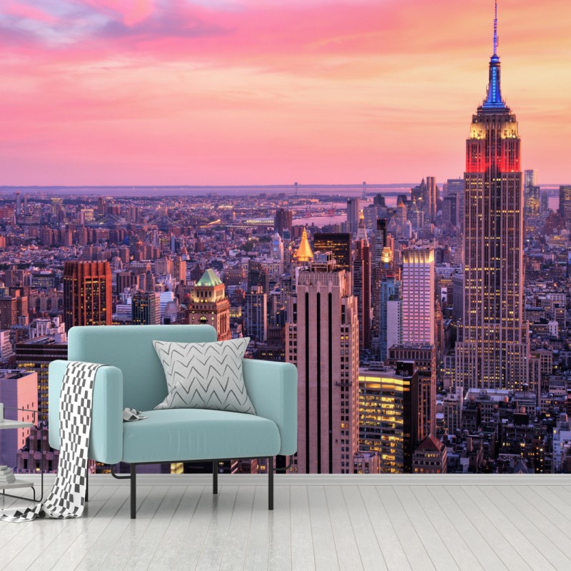 Fototapete New York skyline bei sonnenuntergang – Wallnifity®